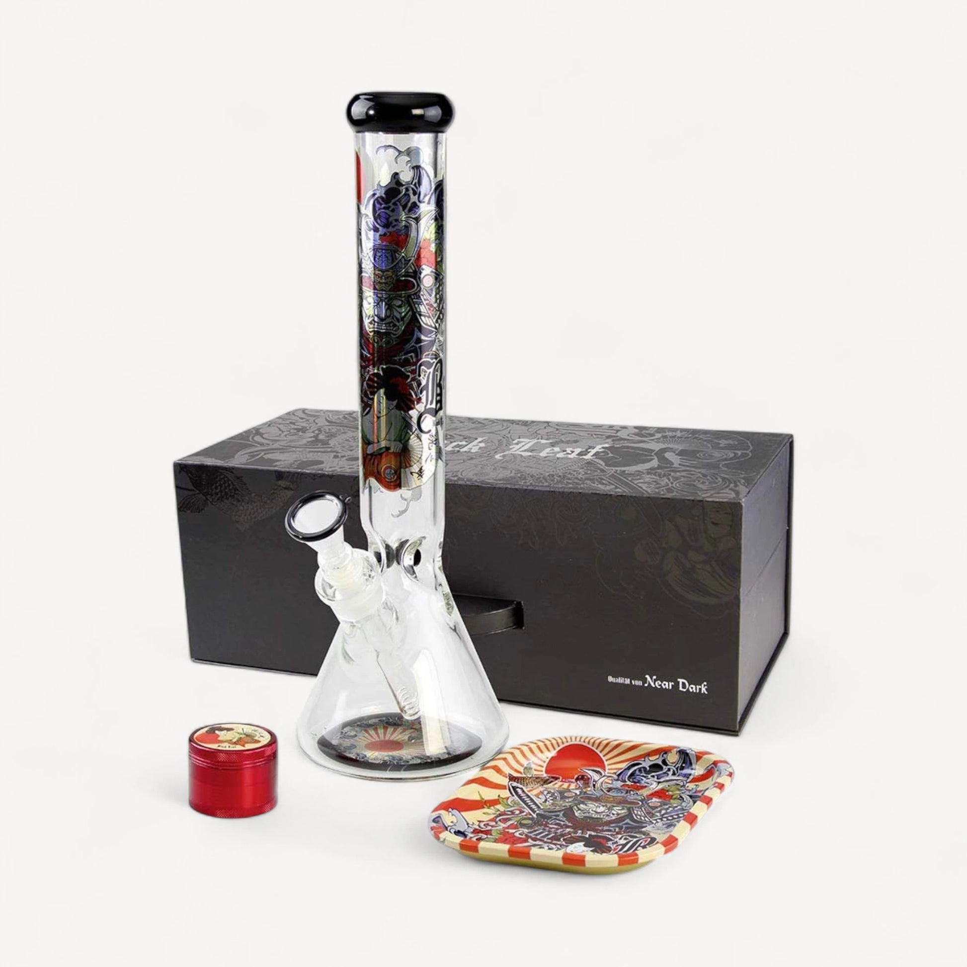 Black Leaf glasbong - samurai med kasse, grinder og tray