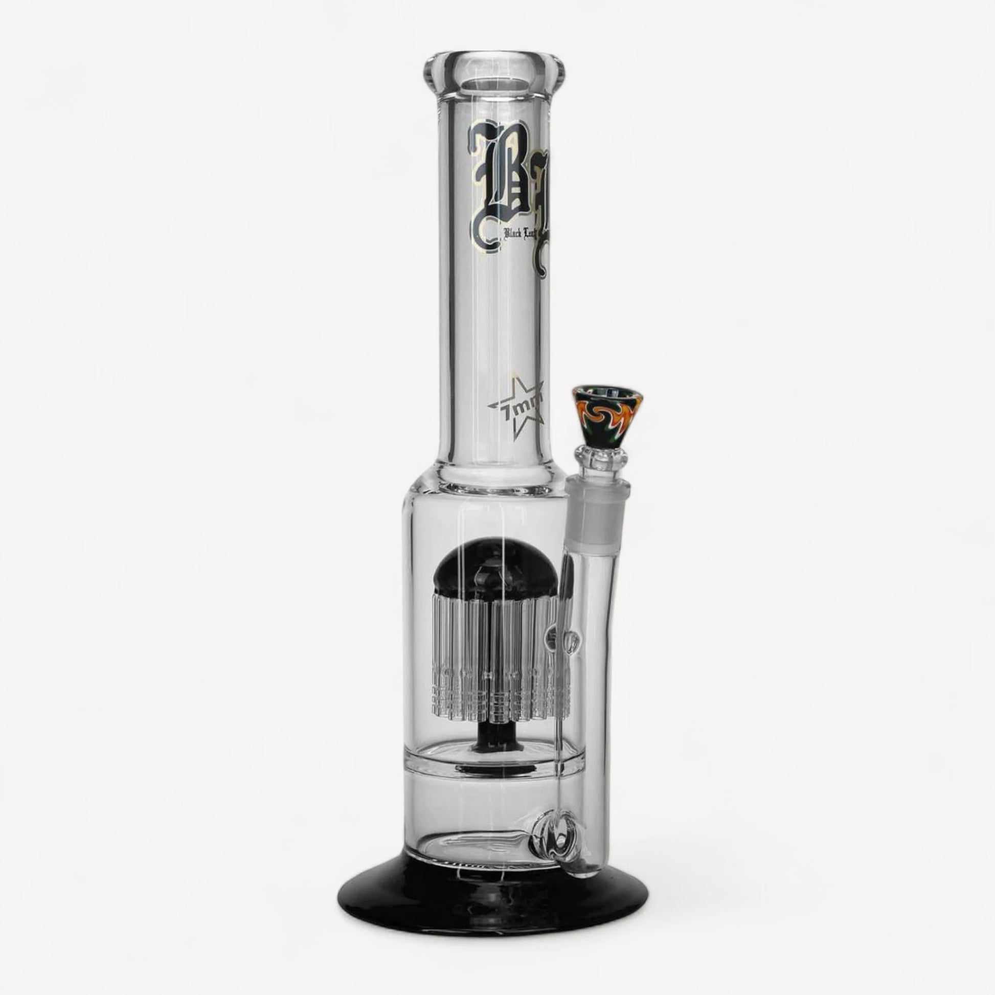 Black Leaf percolator glasbong - 7mm glas sort