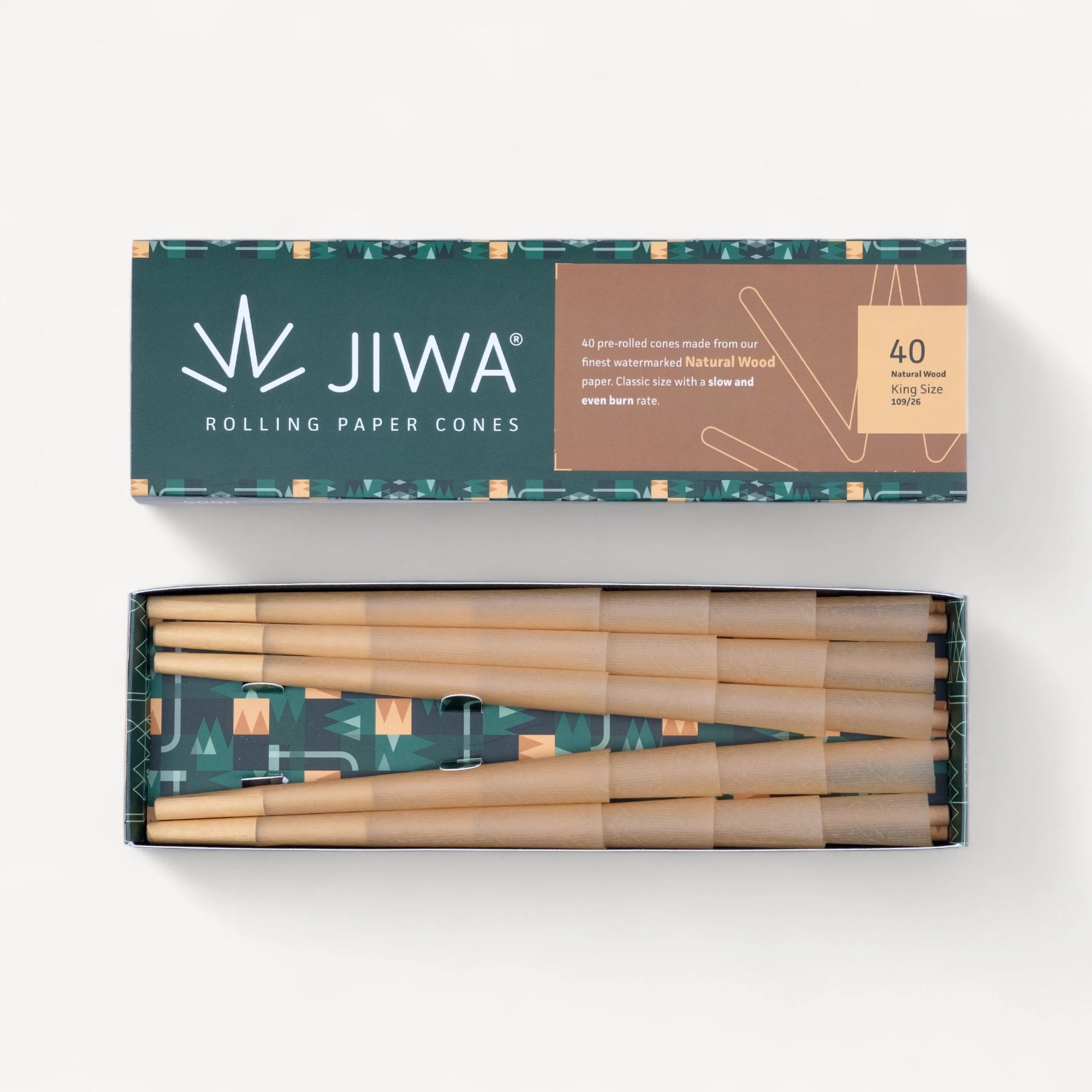Jiwa Pre-Rolled Natural King Size Cones - 40 stk.