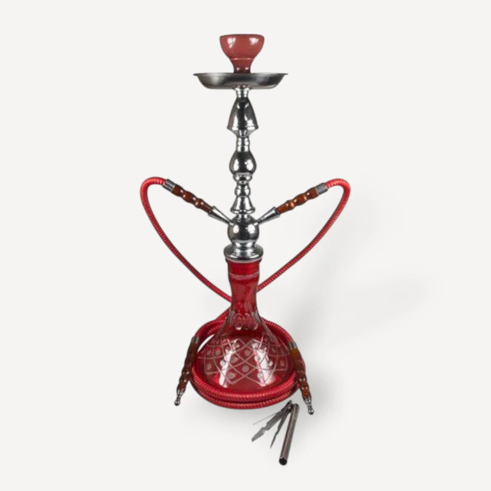 Vandpibe med 2 slanger - rød