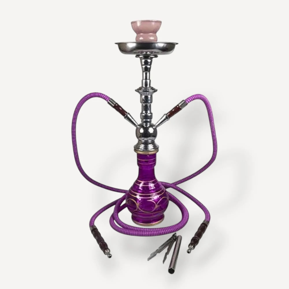 Vandpibe med 2 slanger – lilla